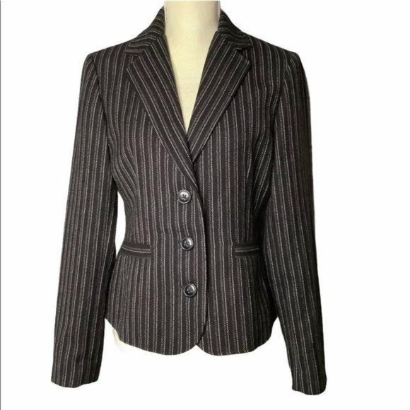 CAbi Jackets & Blazers - CAbi Micro Stripe Tapered Waist Three Button Blazer Medium